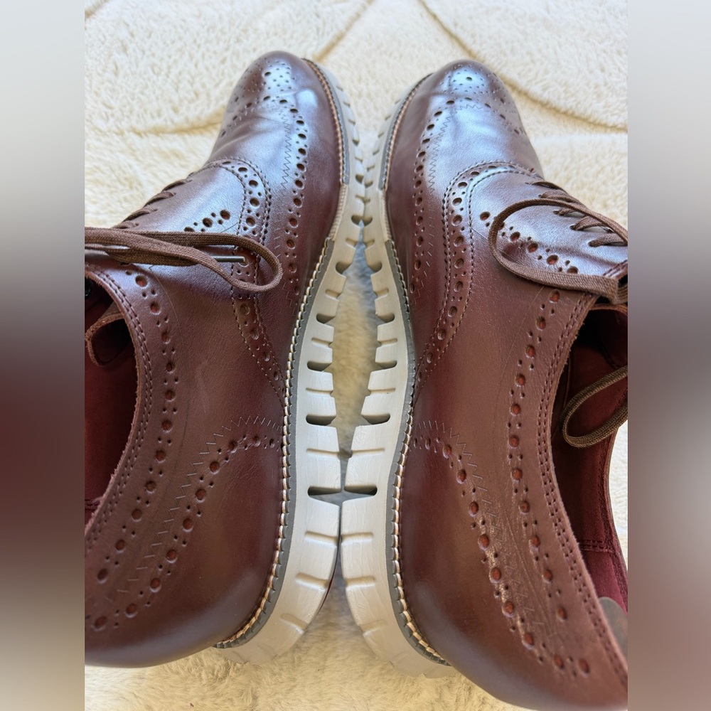 $220 Cole Haan Zerogrand Dark Brown Wingtip Brogue Oxford Leather Shoes 11.5 - Picture 4 of 9